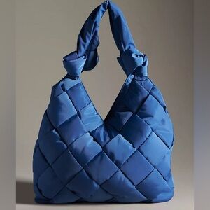 NWT Anthropologie Urban Originals Blue Tote Bag Women’s Pursue Woven